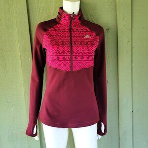 ADIDAS Climawarm Wine Pink Half Zip Athletic Jacket Small